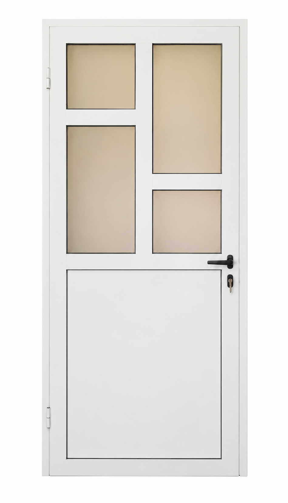 Puerta diseño combinado de 5 divisiones con chapa de aluminio y 4 cristales foto 1