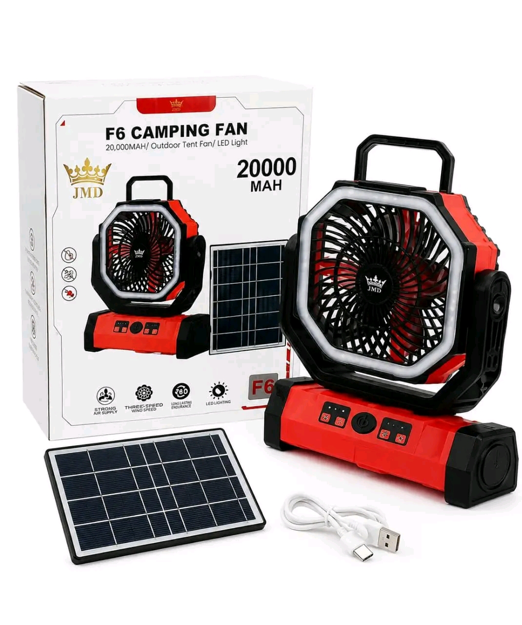 Ventilador Recargable con control remoto y panel solar foto 1