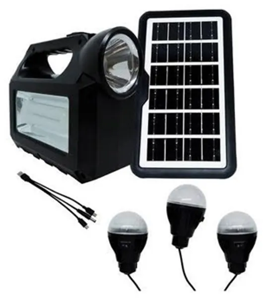 Lámpara recargable con panel solar y 3 bombillas foto 1